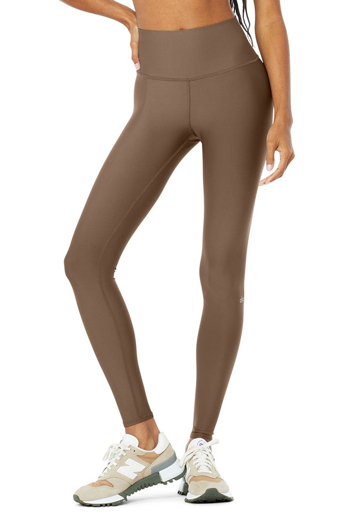 Brown Alo Yoga 7/8 High-Waist Airlift Women's Leggings | 28649ZEWC