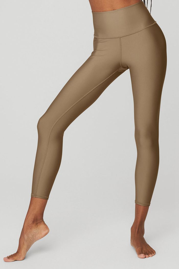 Brown Alo Yoga 7/8 High-Waist Airlift Women's Leggings | 45376MBHG