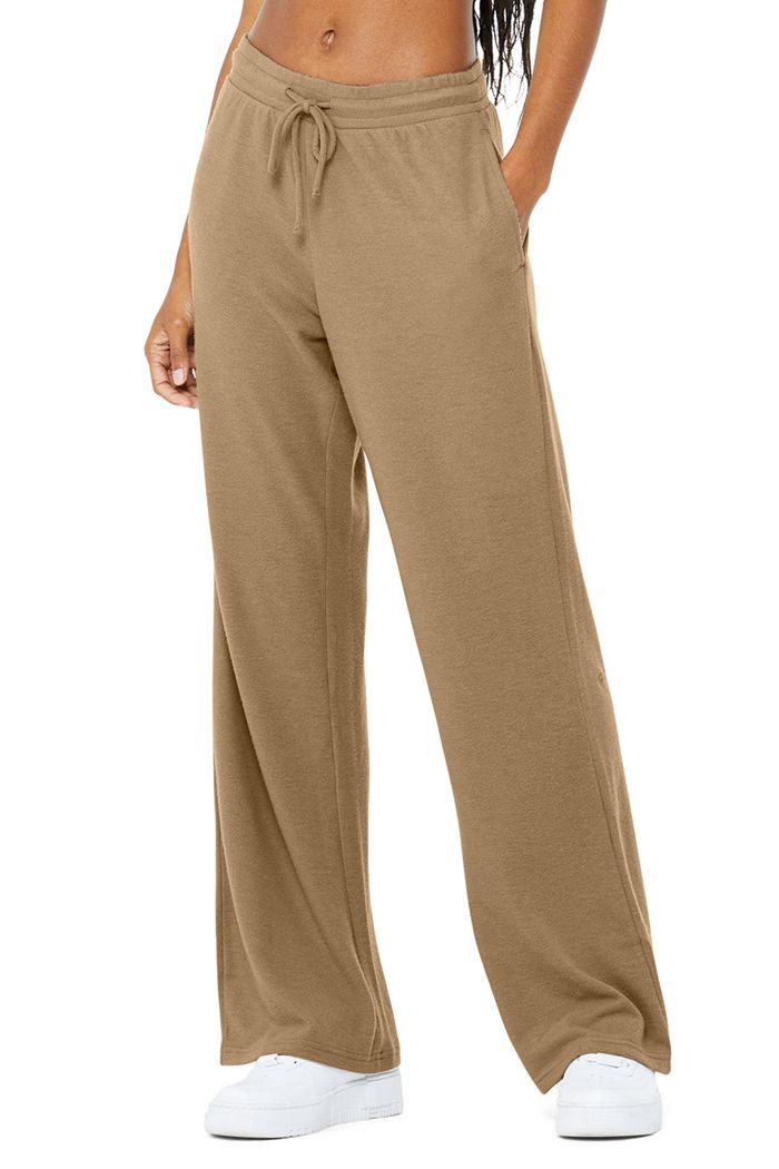 Brown Alo Yoga Alolux High-Waist Soho Wide Leg Women's Pants | 09471HXQU