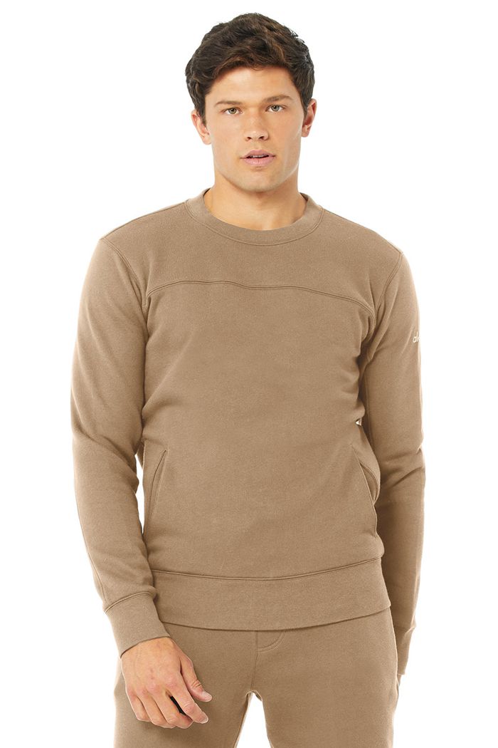 Brown Alo Yoga Base Sweatshirt Men's Long Sleeve | 84519EWFM