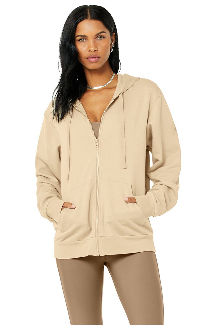 Brown Alo Yoga Everyday Full Zip Women's Hoodie | 29078DSUV