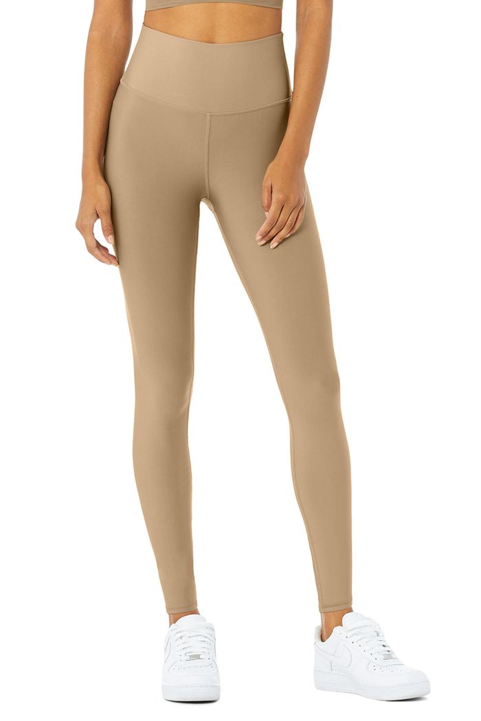 Brown Alo Yoga High-Waist Airlift Women's Leggings | 34160POFS