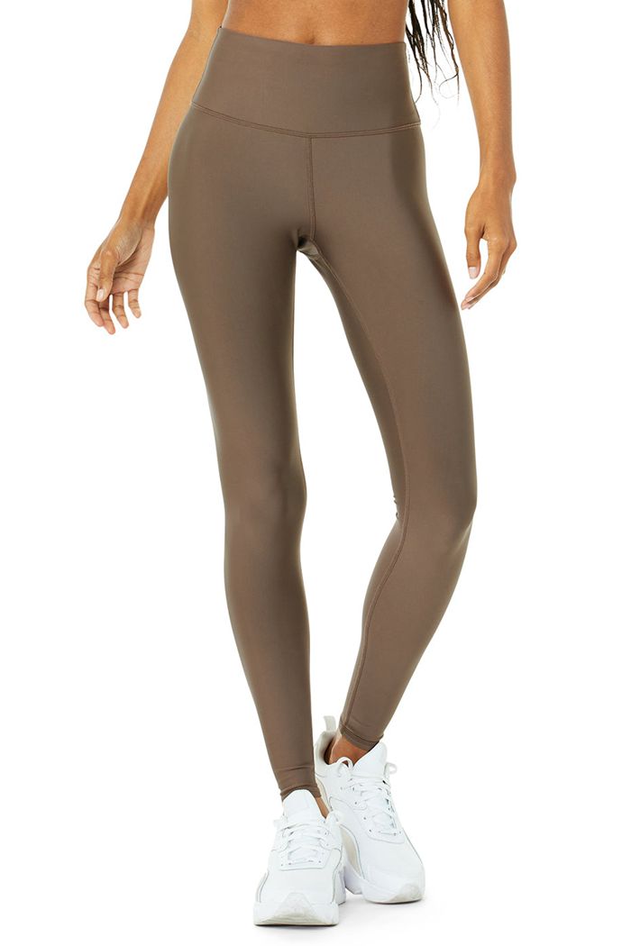 Brown Alo Yoga High-Waist Airlift Women's Leggings | 49627HULW