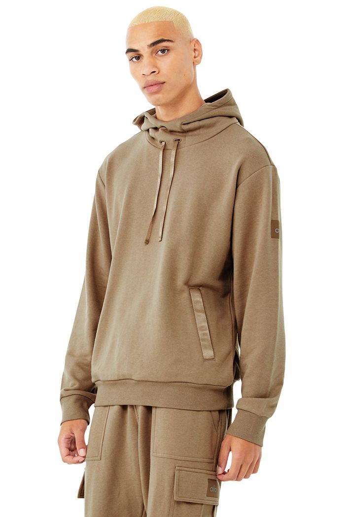 Brown Alo Yoga Highline Men's Hoodie | 96234VXUL