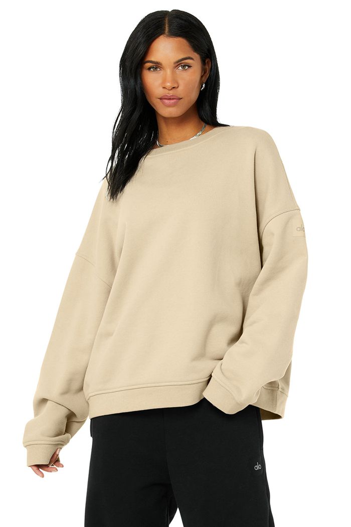 Brown Alo Yoga Renown Crew Neck Women's Pullover | 21685MQZG