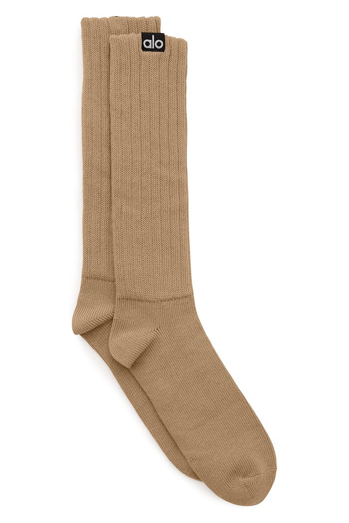 Brown Alo Yoga Scrunch Women's Socks | 03824BREH