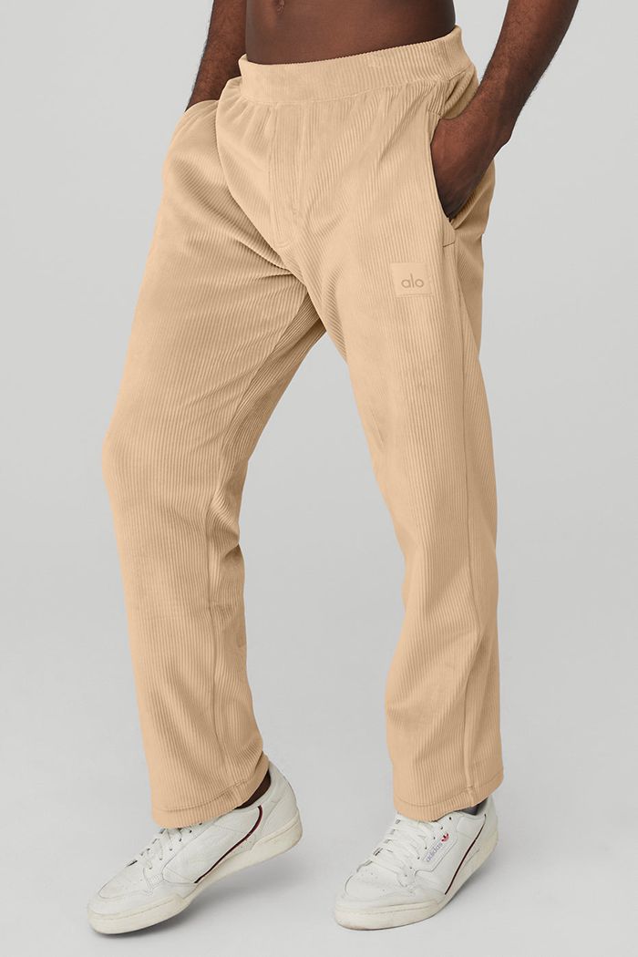 Brown Alo Yoga Velour Baller Men's Pants | 43678PWJB