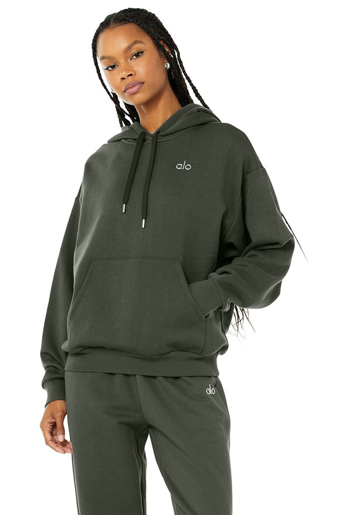 Dark Green Alo Yoga Accolade Women's Hoodie | 17632CPMO