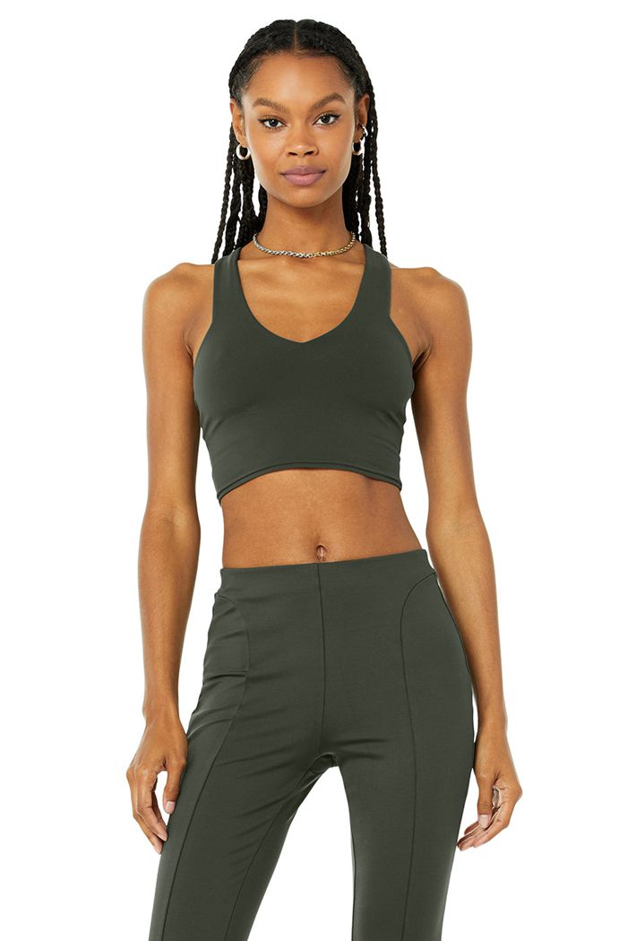 Dark Green Alo Yoga Airbrush Real Women's Tank Tops | 93756OCTR