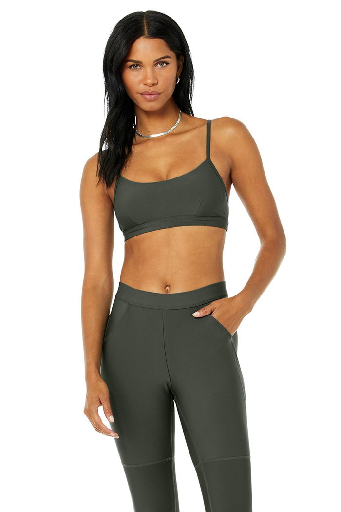 Dark Green Alo Yoga Airlift Intrigue Women's Bras | 45873SRLO