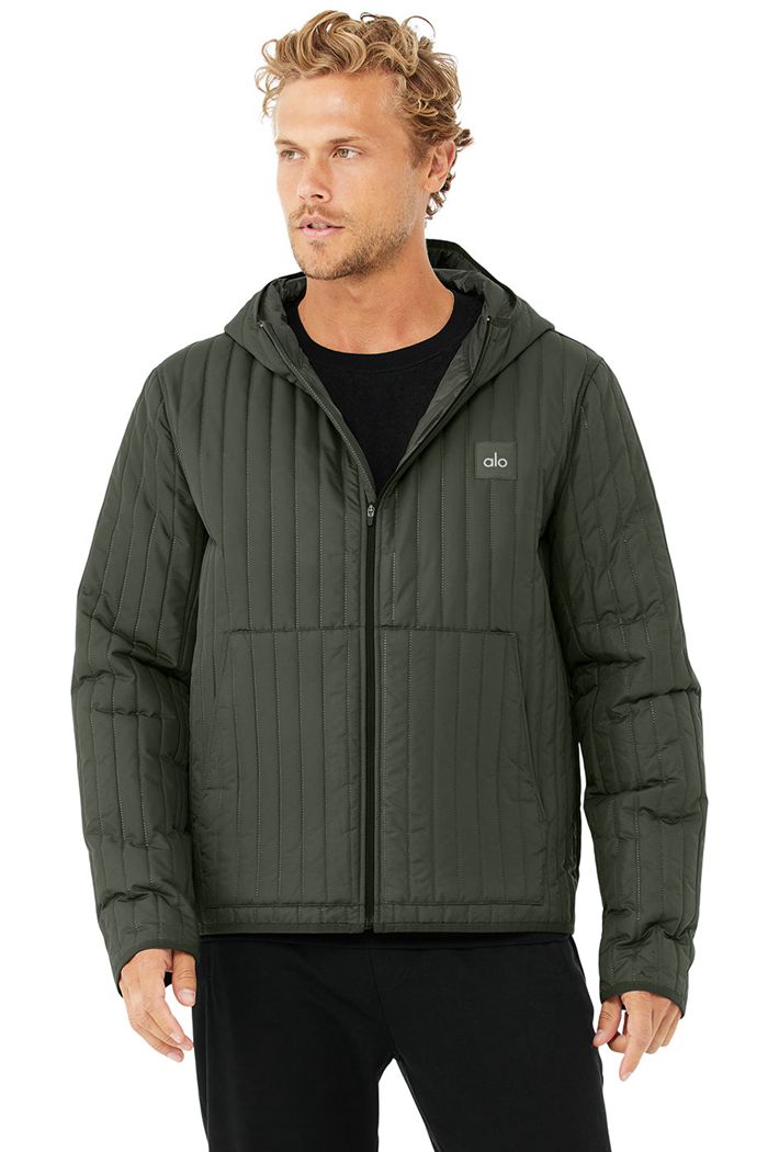 Dark Green Alo Yoga Future Men's Jackets | 85179USZH