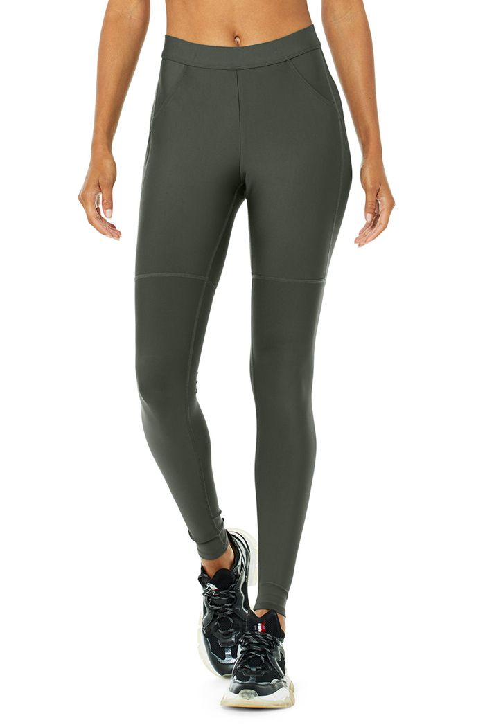 Dark Green Alo Yoga High-Waist 4 Pocket Utility Women's Leggings | 63041LVIJ