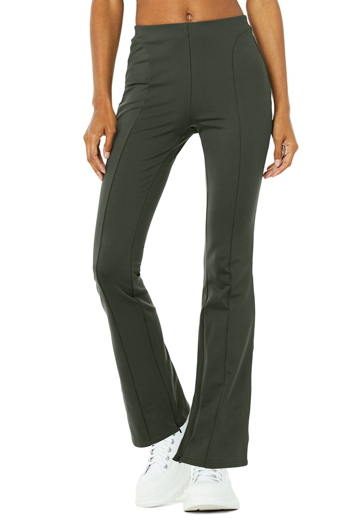 Dark Green Alo Yoga High-Waist Zip It Flare Women's Leggings | 02861AVXK