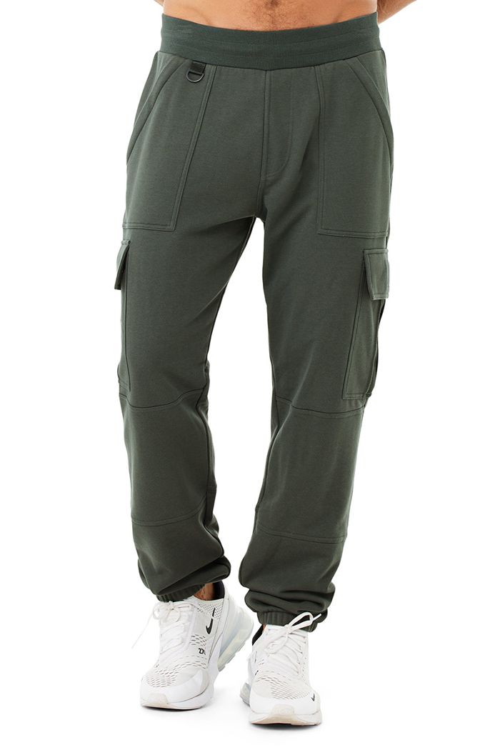 Dark Green Alo Yoga Highline Cargo Sweat Men's Pants | 28364FCYT