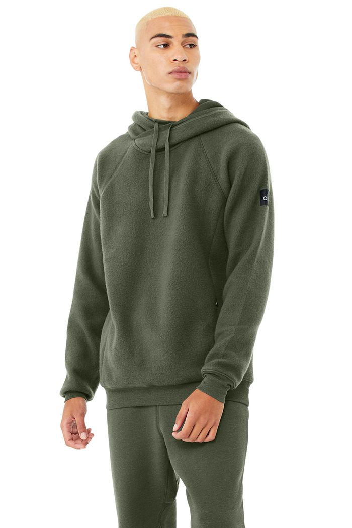 Dark Green Alo Yoga The Triumph Men's Hoodie | 16475XWTQ