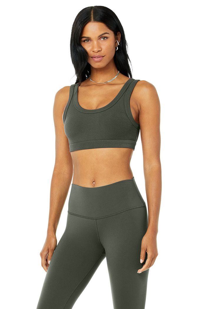 Dark Green Alo Yoga Wellness Women's Bras | 84217FMSA