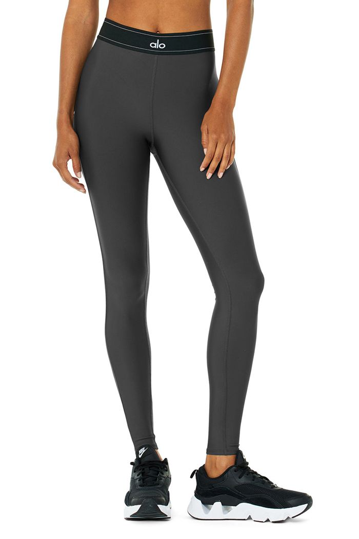 Dark Grey Alo Yoga Airlift High-Waist Suit Up Women's Leggings | 58619FQVL