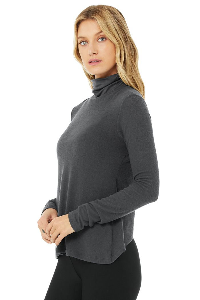 Dark Grey Alo Yoga Embrace Women's Long Sleeve | 59734FHEK