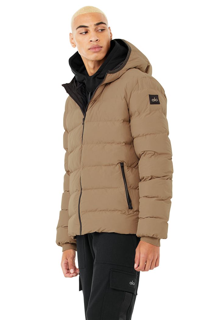 Dark Grey Alo Yoga Vail Puffer Men's Jackets | 32486LRQV