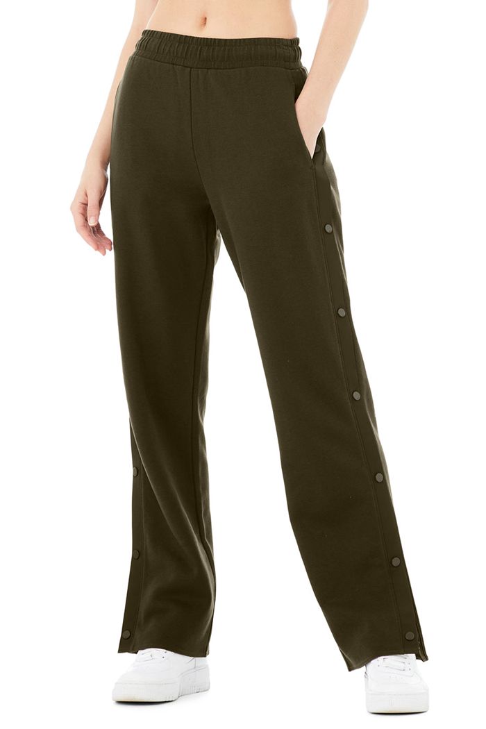 Dark Olive Alo Yoga Courtside Tearaway Snap Women's Pants | 83497ENLX