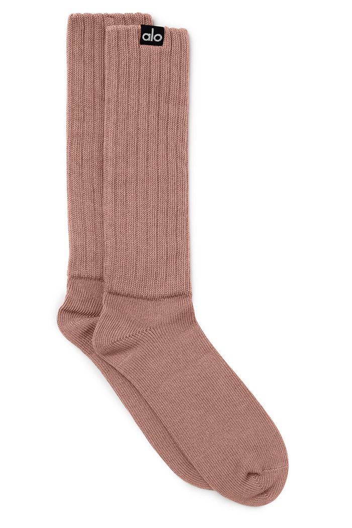 Dark Red Alo Yoga Scrunch Women's Socks | 74521FXQS