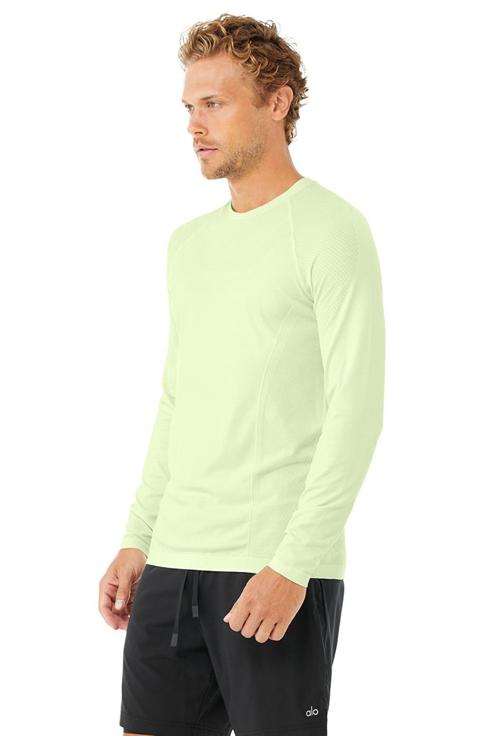 Green Alo Yoga Amplify Seamless Men's Long Sleeve | 52941SOJP