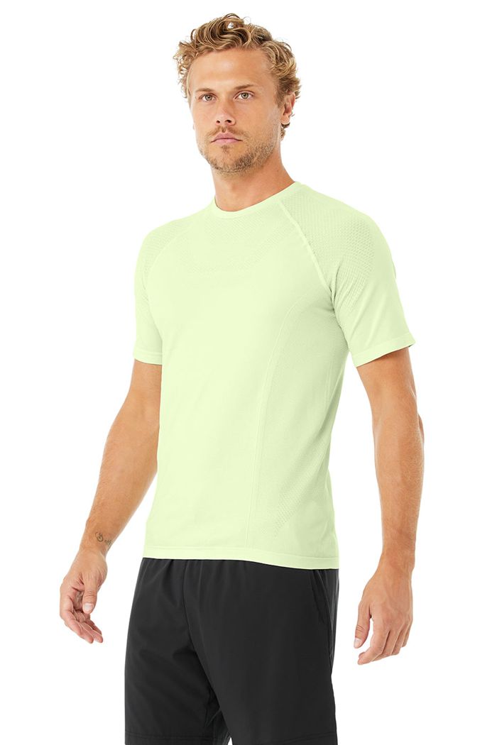 Green Alo Yoga Amplify Seamless Tee Men's Short Sleeve | 57813RZTI