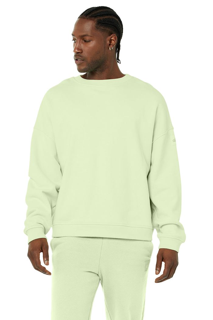 Green Alo Yoga Renown Crew Neck Men's Pullover | 53264UYEQ