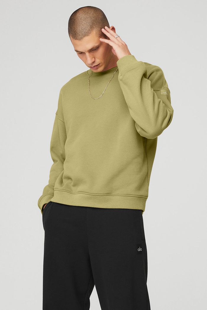 Green Alo Yoga Renown Crew Neck Men's Pullover | 60827VOAY