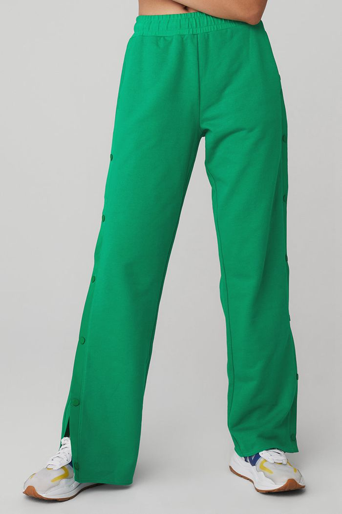 Green Turquoise Alo Yoga Courtside Tearaway Snap Women's Pants | 14083NOPR