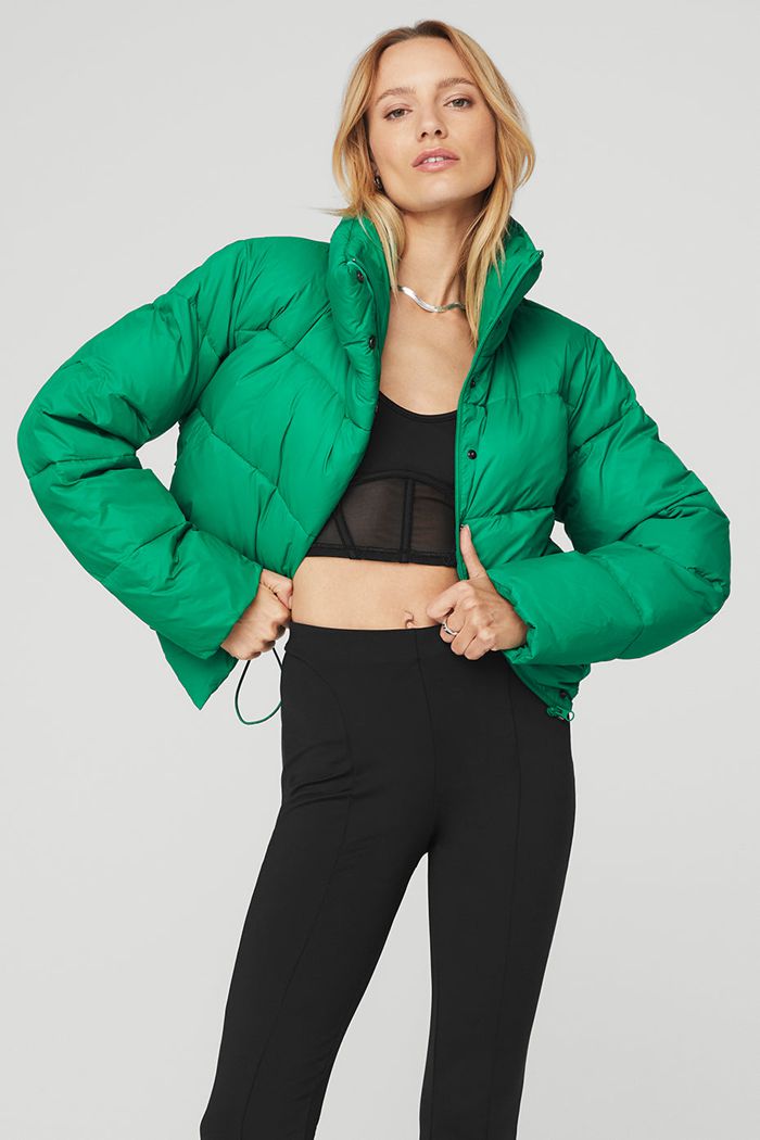 Green Turquoise Alo Yoga Gold Rush Puffer Women's Jackets | 05761WYTX