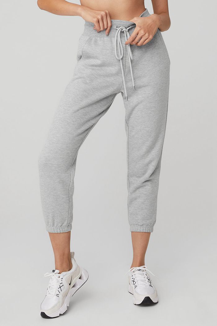 Grey Alo Yoga 7/8 Easy Sweat Women's Pants | 29853FABR