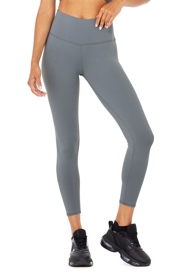 Grey Alo Yoga 7/8 High-Waist Airbrush Women's Leggings | 97548BHJF