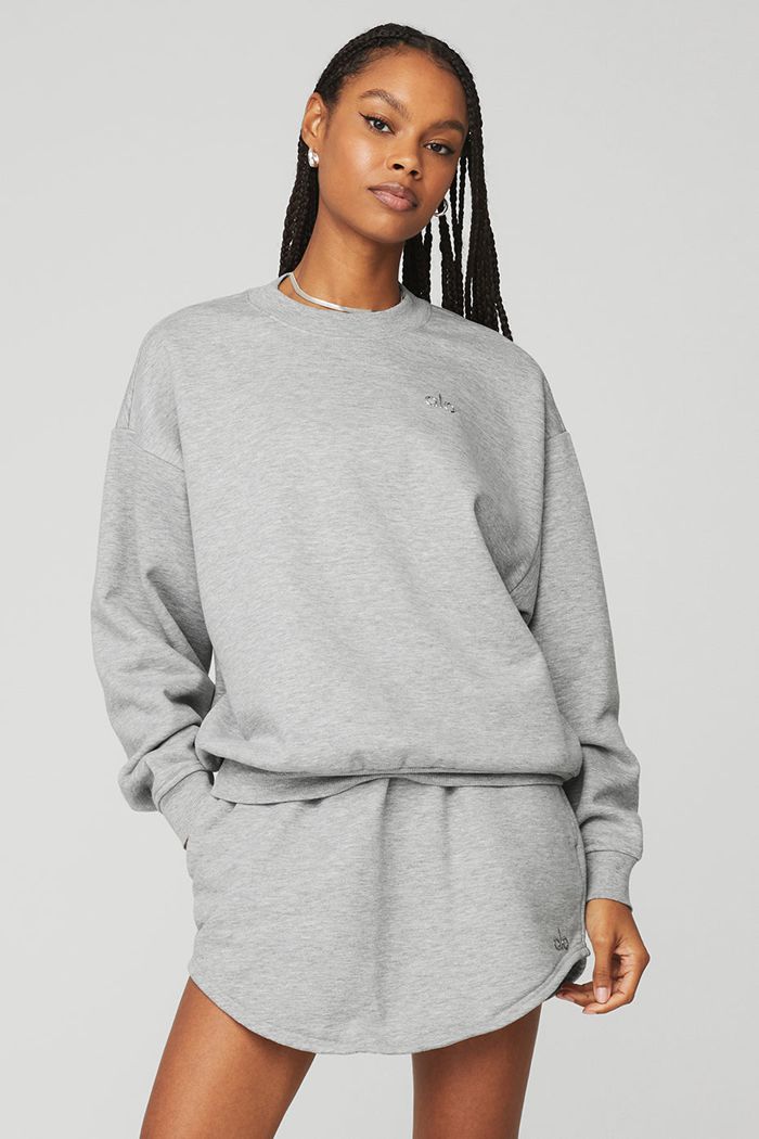 Grey Alo Yoga Accolade Crew Neck Women's Pullover | 17408WDCP