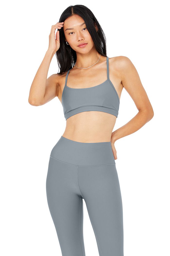 Grey Alo Yoga Airlift Intrigue Women's Bras | 09867CBPL