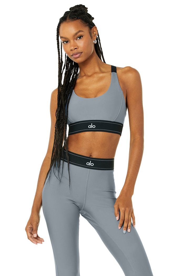 Grey Alo Yoga Airlift Suit Up Women's Bras | 34562AUBH