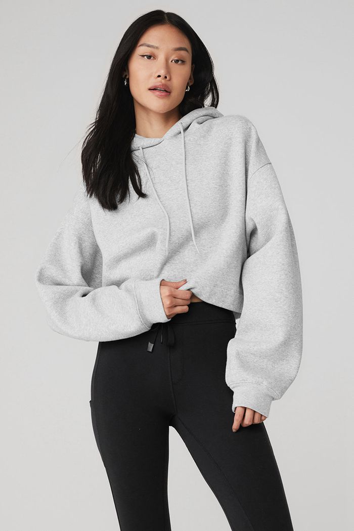 Grey Alo Yoga Bae Women's Hoodie | 73218DXJR