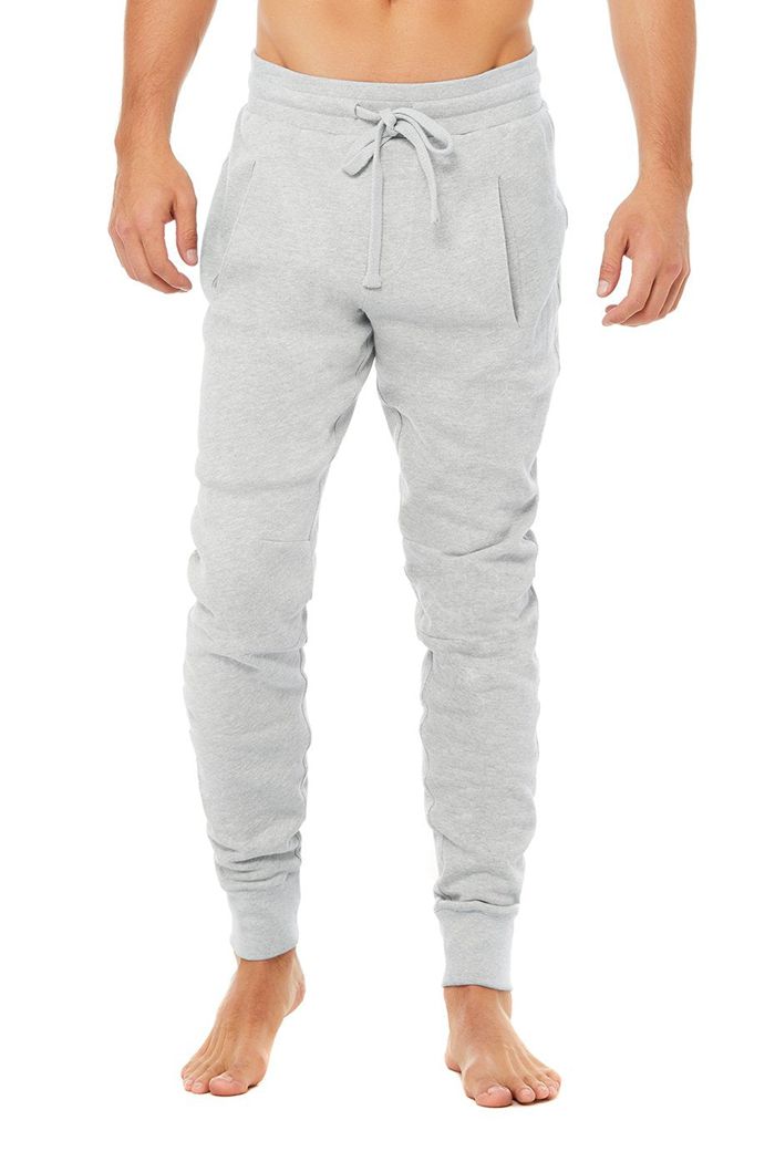 Grey Alo Yoga Base Sweat Men's Pants | 05371FKSC