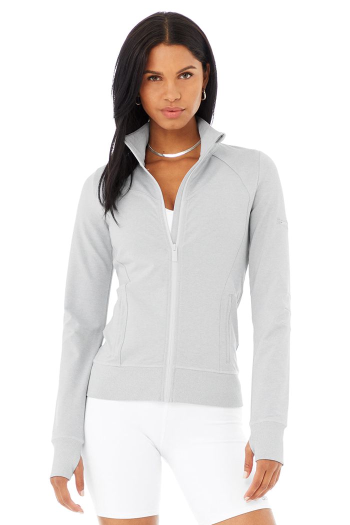 Grey Alo Yoga Contour Women's Jackets | 07582EBVF