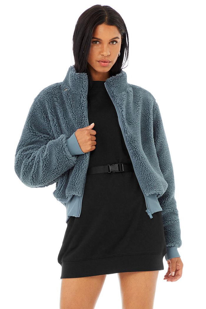 Grey Alo Yoga Foxy Sherpa Women's Jackets | 94782CDYA