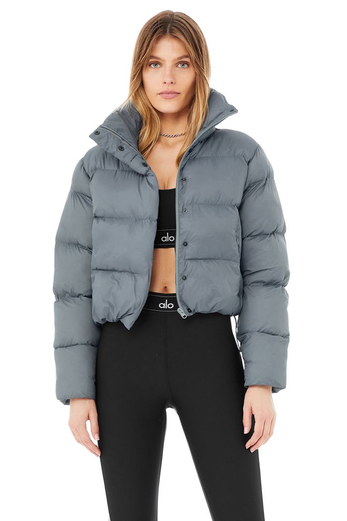 Grey Alo Yoga Gold Rush Puffer Women's Jackets | 49581TLFQ