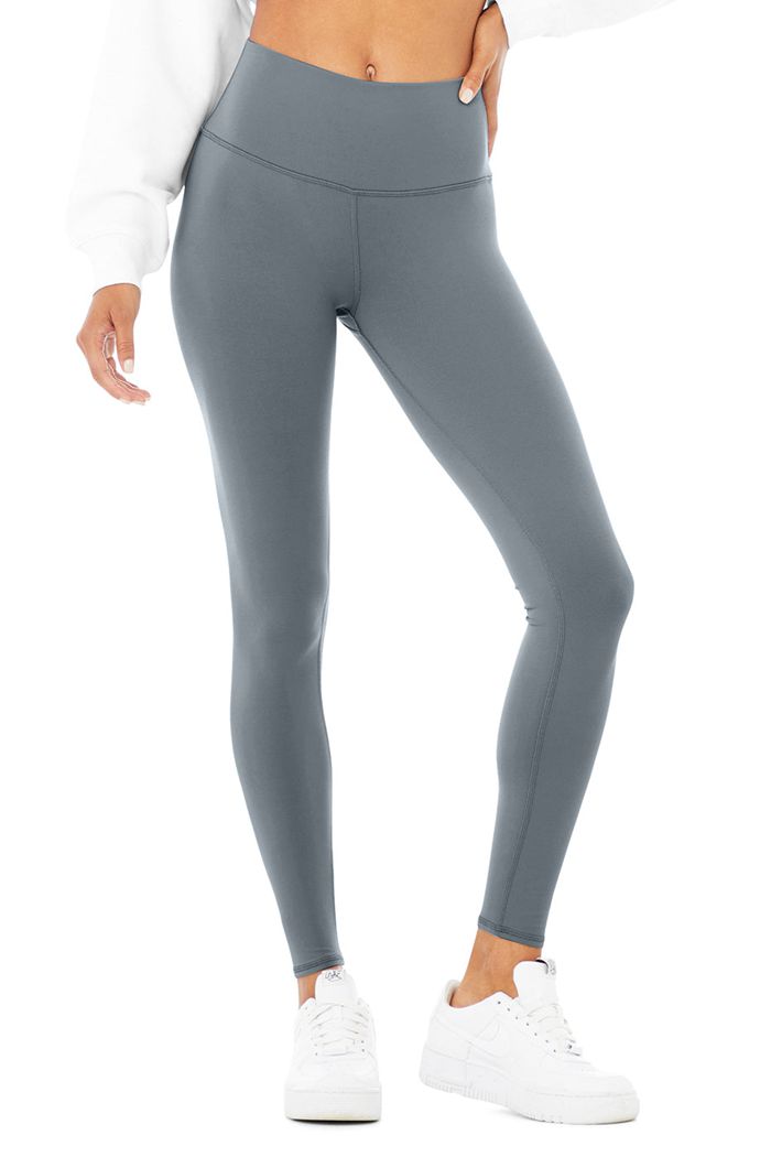 Grey Alo Yoga High-Waist Airbrush Women's Leggings | 04576FNOW