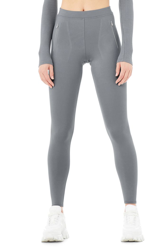 Grey Alo Yoga High-Waist Thrill Seeker Women's Leggings | 19806RDCP