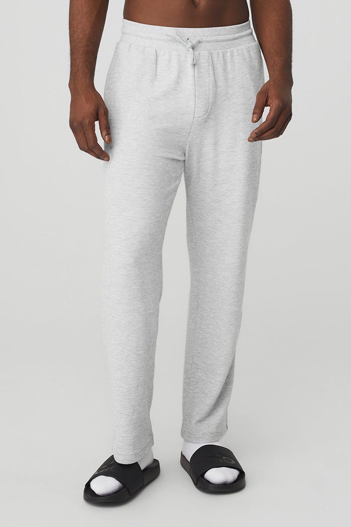 Grey Alo Yoga Micro Waffle Fast Break Sweat Men's Pants | 48209GYEV