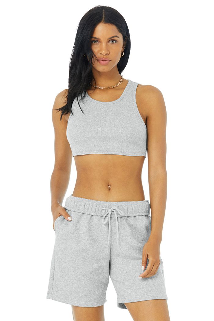 Grey Alo Yoga Ribbed Vibe Women's Tank Tops | 89351PWCK