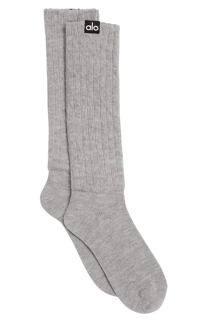 Grey Alo Yoga Scrunch Women's Socks | 83697OEQX