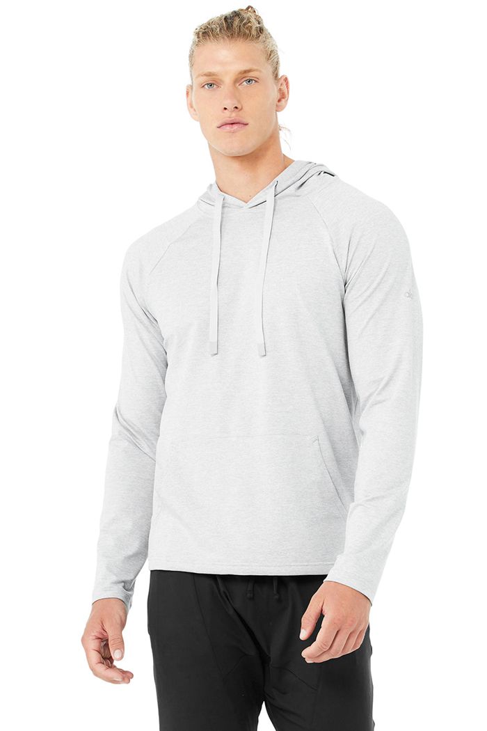 Grey Alo Yoga The Conquer Men's Hoodie | 72309COLA