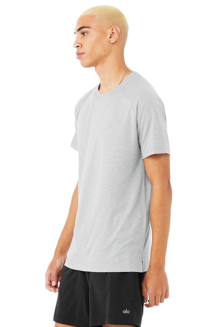 Grey Alo Yoga The Triumph Crew Neck Tee Men's Short Sleeve | 50673RHZS