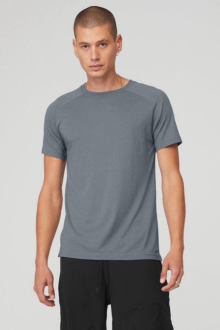 Grey Alo Yoga The Triumph Crew Neck Tee Men's Short Sleeve | 57824NXMC