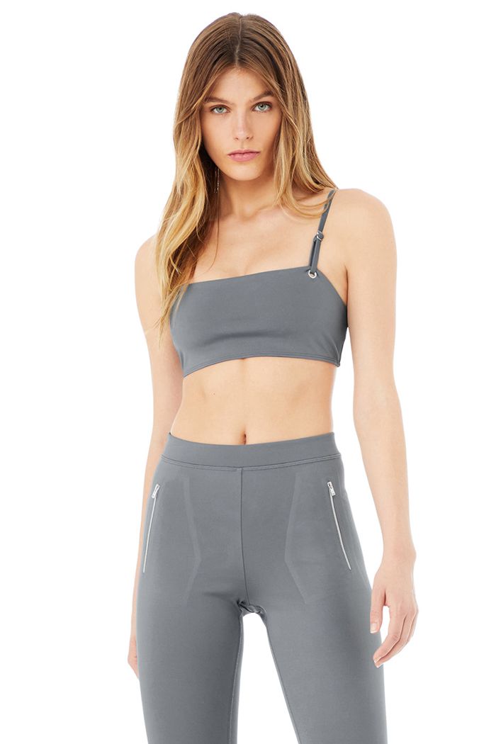 Grey Alo Yoga Thrill Seeker Women's Bras | 85249MJCF